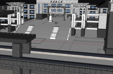 Sketchup规划模型|行政心及学校规划,新中式风格-BIM建筑网