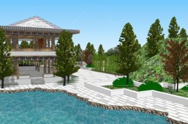 Sketchup规划模型|中式园林公园规划,中式风格-BIM建筑网