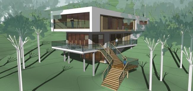 Sketchup别墅模型|山地独栋别墅,现代风格 Sketchup别墅模型|山地独栋别墅,现代风格