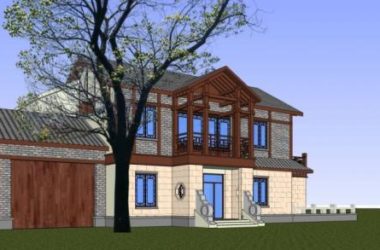 Sketchup别墅模型|独栋别墅,居住建筑,多层,中式风格-BIM建筑网