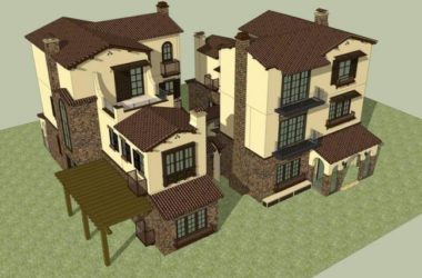 Sketchup别墅模型|独栋别墅,西班牙风格-BIM建筑网