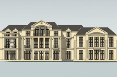 Sketchup别墅模型|联排别墅,国恒西溪公馆,法式-BIM建筑网