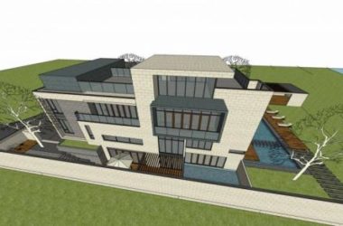 Sketchup别墅模型|独栋别墅,现代风格,庭院别墅,多层居住建筑-BIM建筑网