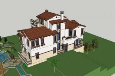 Sketchup别墅模型|叠拼别墅,独栋别墅,西班牙风格,古典风格-BIM建筑网