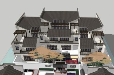 Sketchup别墅模型|合院别墅,双拼别墅,中式风格-BIM建筑网