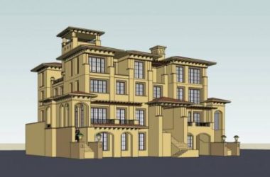 Sketchup别墅模型|叠拼别墅,西班牙风格,地中海-BIM建筑网