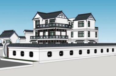 Sketchup别墅模型|庭院别墅,中式风格-BIM建筑网