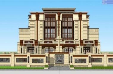 Sketchup别墅模型|中式风格,别墅联排,山地-BIM建筑网