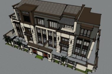 Sketchup别墅模型|双拼别墅,中式风格-BIM建筑网
