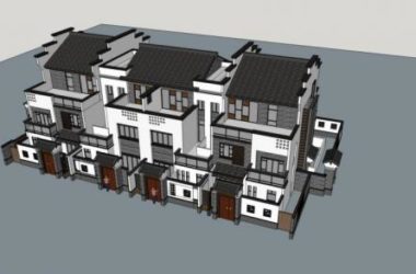 Sketchup别墅模型|联排别墅,中式风格-BIM建筑网