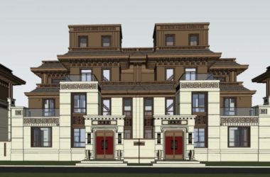 Sketchup别墅模型|双拼别墅,中式风格-BIM建筑网