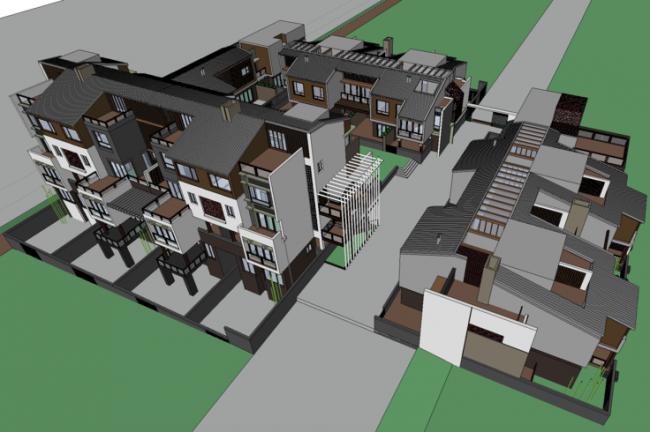 Sketchup别墅模型|联排别墅,现代风格 Sketchup别墅模型|联排别墅,现代风格