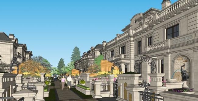 Sketchup别墅模型|联排别墅,法式古典风格 Sketchup别墅模型|联排别墅,法式古典风格