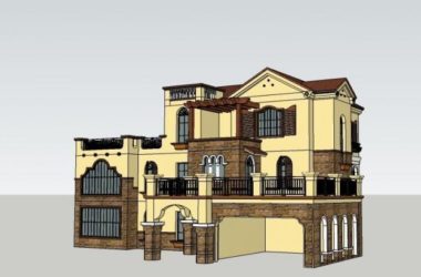 Sketchup别墅模型|西班牙风格,古典风格,独栋别墅-BIM建筑网