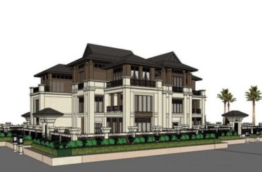 Sketchup别墅模型|独栋别墅,东南亚风格-BIM建筑网