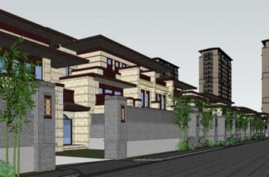 Sketchup别墅模型|联排别墅,新中式风格,居住建筑-BIM建筑网