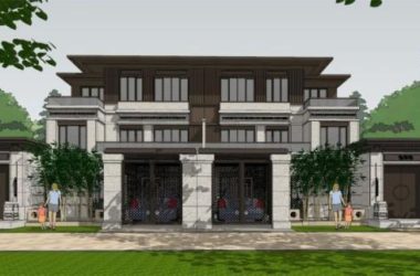 Sketchup别墅模型|联排别墅,新亚洲风格-BIM建筑网