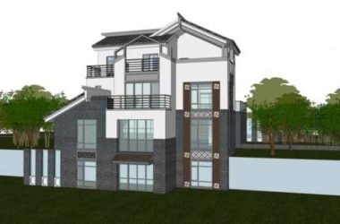 Sketchup别墅模型|独栋别墅,新中式风格-BIM建筑网