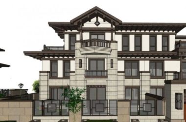 Sketchup别墅模型|联排别墅,花园洋房,新中式风格-BIM建筑网