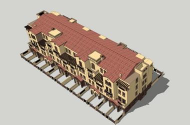 Sketchup别墅模型|联排别墅,古典风格,西班牙风格-BIM建筑网