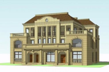 Sketchup别墅模型|双拼别墅,法式风格,古典风格-BIM建筑网