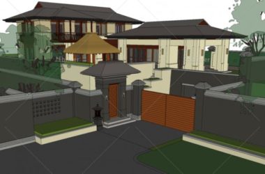 Sketchup别墅模型|独栋别墅,万科,中式风格-BIM建筑网
