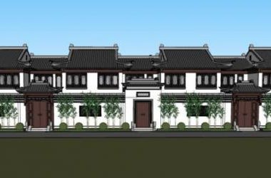 Sketchup别墅模型|合院别墅,中式风格-BIM建筑网