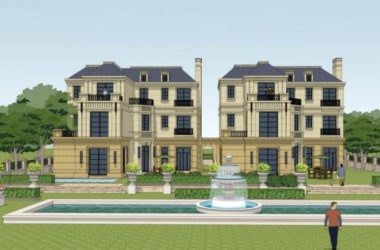 Sketchup别墅模型|双拼,叠拼别墅,法式古典风格-BIM建筑网