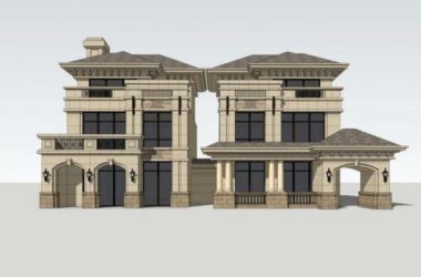 Sketchup别墅模型|双拼别墅,法式风格-BIM建筑网