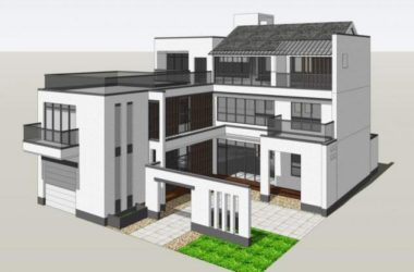 Sketchup别墅模型|独栋别墅,中式风格-BIM建筑网