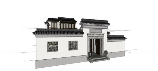 Sketchup别墅模型|独栋别墅,中式风格 Sketchup别墅模型|独栋别墅,中式风格