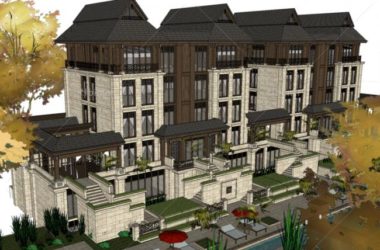 Sketchup别墅模型|叠拼别墅,东南亚风格,多层,度假别墅-BIM建筑网