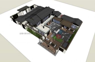 Sketchup别墅模型|别墅,现代中式风格-BIM建筑网