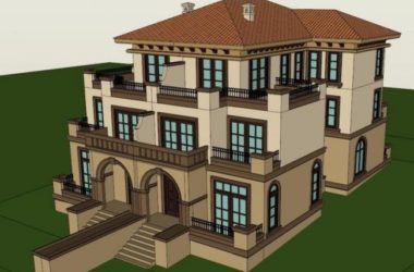Sketchup别墅模型|双拼别墅,托斯卡纳风格,古典风格-BIM建筑网