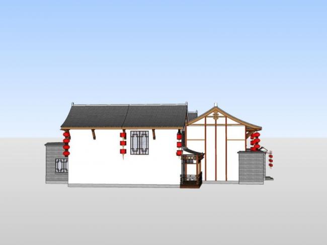 Sketchup别墅模型|独栋别墅,中式风格 Sketchup别墅模型|独栋别墅,中式风格