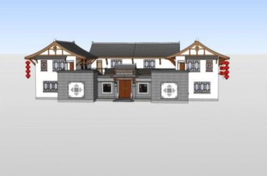 Sketchup别墅模型|独栋别墅,中式风格-BIM建筑网