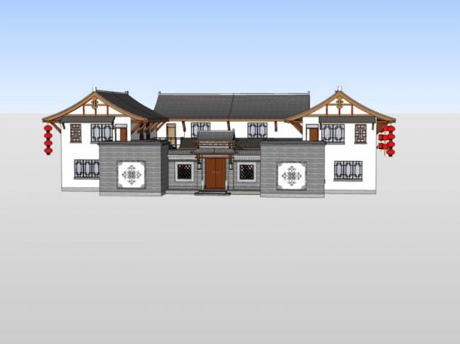 Sketchup别墅模型|独栋别墅,中式风格 Sketchup别墅模型|独栋别墅,中式风格