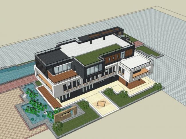Sketchup别墅模型|独栋别墅,现代风格 Sketchup别墅模型|独栋别墅,现代风格