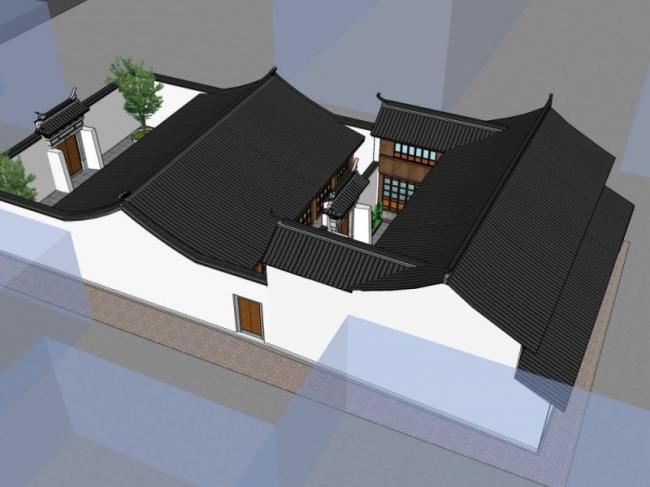 Sketchup别墅模型|别墅,中式风格 Sketchup别墅模型|别墅,中式风格