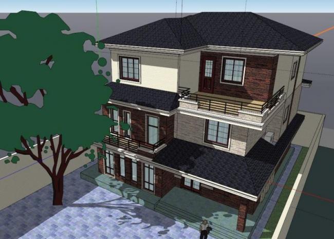 Sketchup别墅模型|独栋别墅,现代风格 Sketchup别墅模型|独栋别墅,现代风格