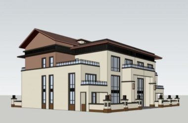 Sketchup别墅模型|独栋别墅,现代中式风格-BIM建筑网