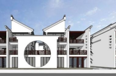 Sketchup别墅模型|联排别墅,庭院,中式风格-BIM建筑网