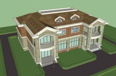 Sketchup别墅模型|双拼别墅,西方新古典-BIM建筑网