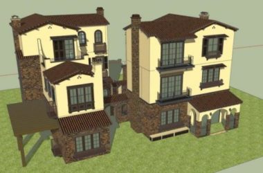 Sketchup别墅模型|叠拼别墅,古典风格-BIM建筑网