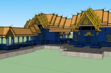 Sketchup别墅模型|东南亚亭子,一层-BIM建筑网