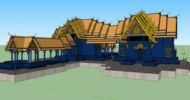 Sketchup别墅模型|东南亚亭子,一层 Sketchup别墅模型|东南亚亭子,一层