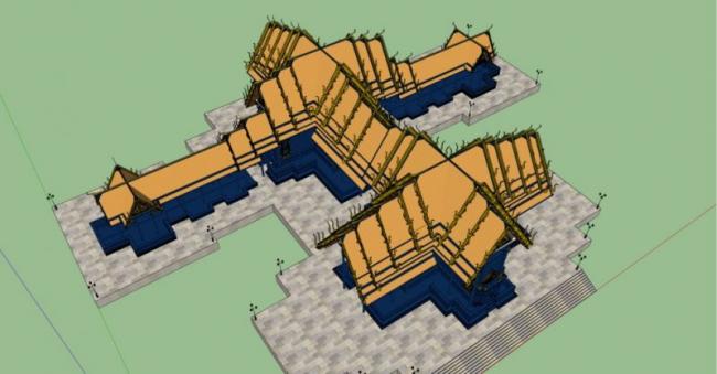 Sketchup别墅模型|东南亚亭子,一层 Sketchup别墅模型|东南亚亭子,一层