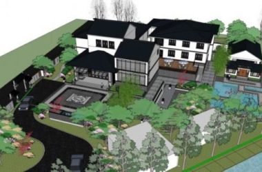Sketchup别墅模型|叠拼别墅,私家园林,现代中式风格-BIM建筑网