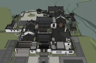 Sketchup别墅模型|叠拼别墅,中式风格-BIM建筑网