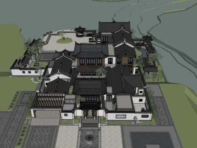 Sketchup别墅模型|叠拼别墅,中式风格 Sketchup别墅模型|叠拼别墅,中式风格